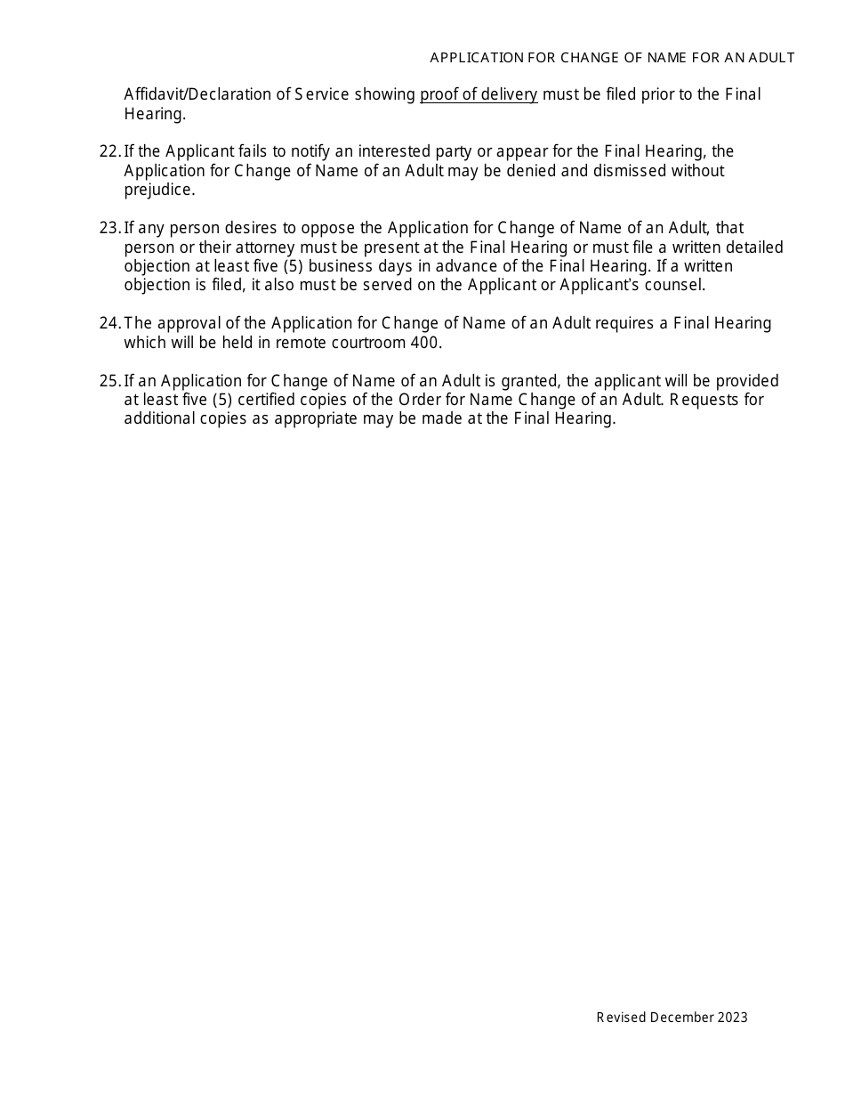 Application for Change of Name for an Adult - Full Application - Washington, D.C., Page 4