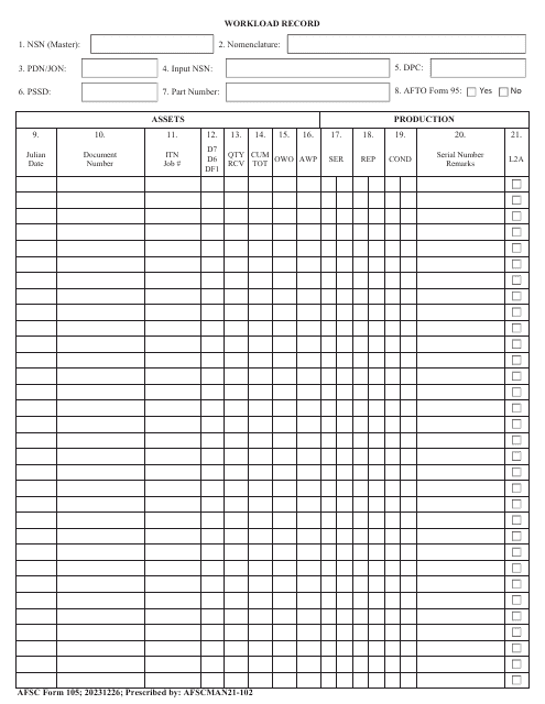 AFSC Form 105  Printable Pdf