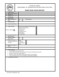 Document preview: Form 25D-123 Work Zone Crash Report - Alaska