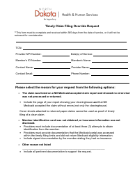 Timely Claim Filing Override Request - North Dakota