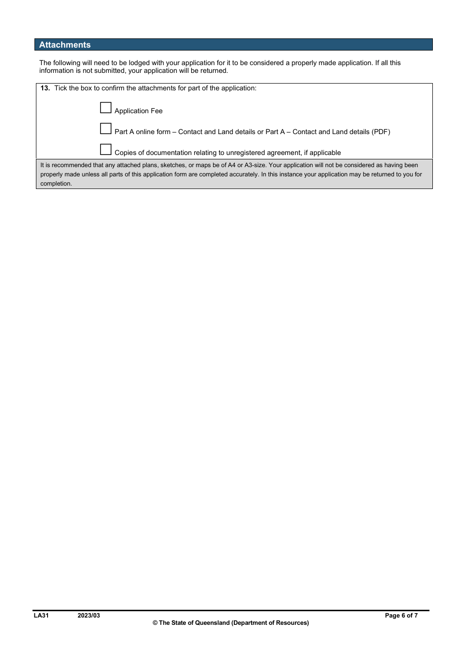 Form LA31 Part B Extension of a Rolling Term Lease Application - Queensland, Australia, Page 6
