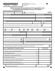 Form DR0106 Colorado Partnership and S Corporation and Composite Nonresident Income Tax Return - Colorado