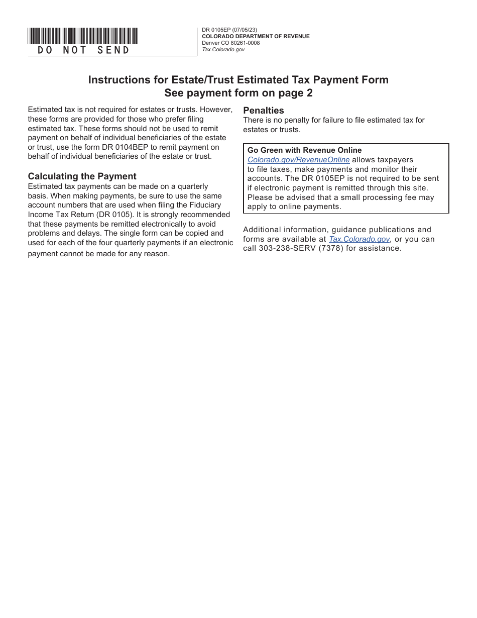 Form DR0105EP - 2024 - Fill Out, Sign Online and Download Fillable PDF ...