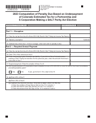 Form DR0233 Computation of Penalty Due Based on Underpayment of Colorado Estimated Tax for a Partnership and S Corporation Making a Salt Parity Act Election - Colorado, Page 2