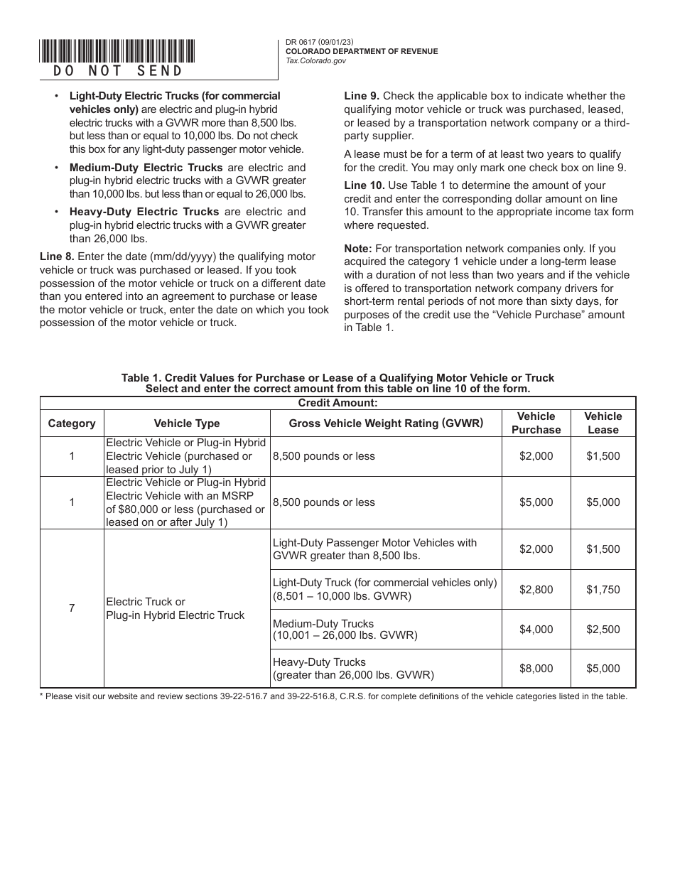 Form DR0617 Innovative Motor Vehicle and Truck Credits - Colorado, Page 2