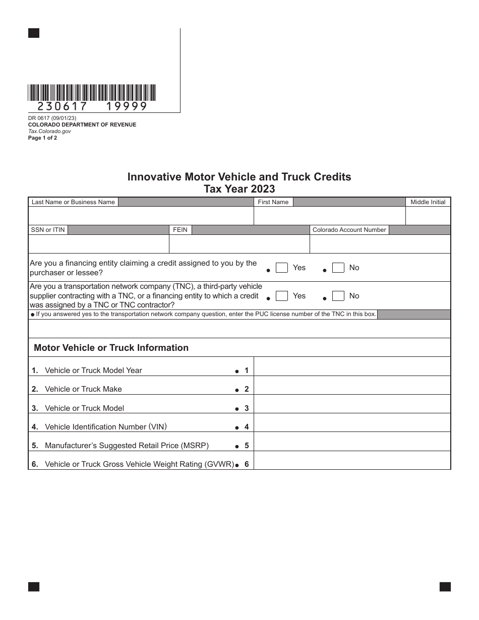 Form DR0617 Innovative Motor Vehicle and Truck Credits - Colorado, Page 3