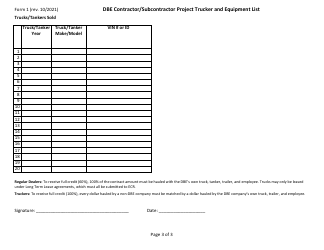 Form 1 Dbe Contractor/Subcontractor Project Trucker and Equipment List - Missouri, Page 3