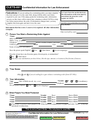 Document preview: Form CLETS-001 Confidential Information for Law Enforcement - California