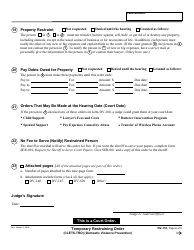 Form DV-110 Temporary Restraining Order - California, Page 6