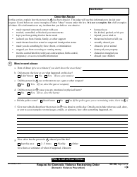 Form DV-100 Request for Domestic Violence Restraining Order - California, Page 3