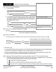 Document preview: Form CH-109 Notice of Court Hearing - California
