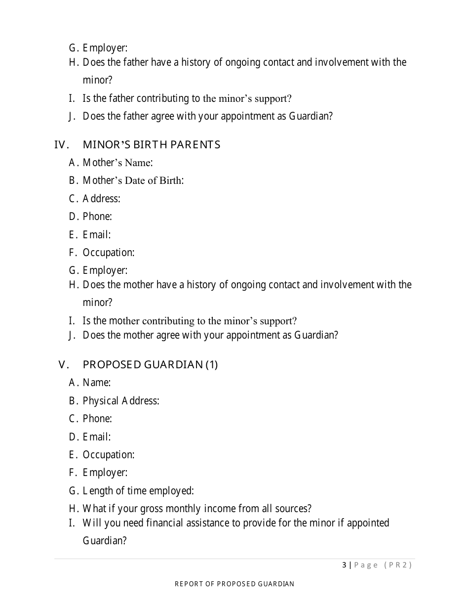 Form PR-2 Report of Proposed Guardian - County of Sonoma, California, Page 3