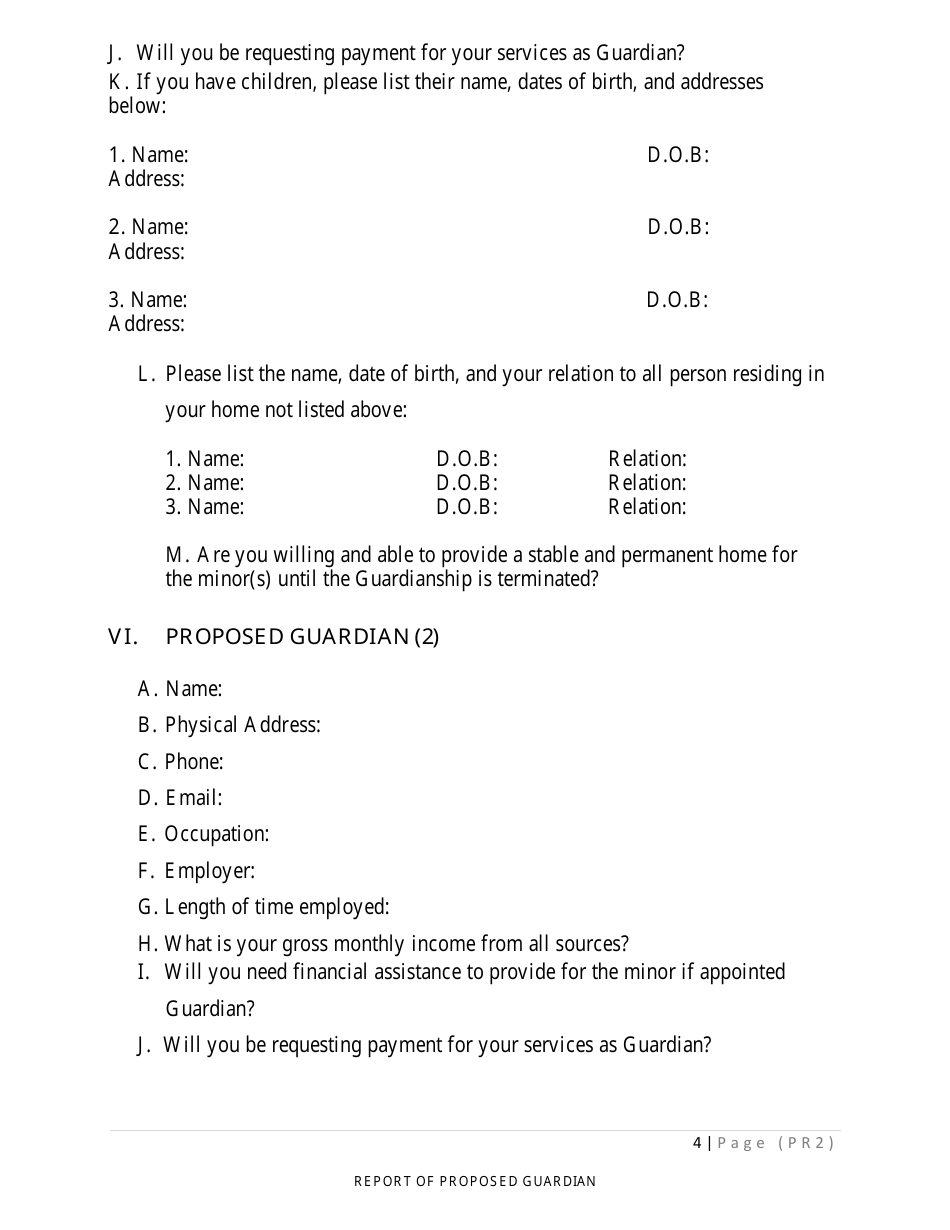 Form PR-2 Report of Proposed Guardian - County of Sonoma, California, Page 4