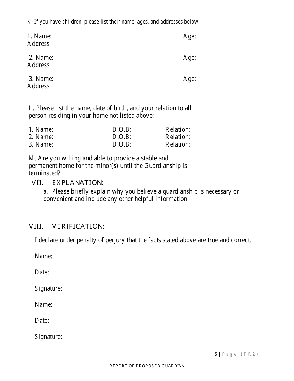 Form PR-2 Report of Proposed Guardian - County of Sonoma, California, Page 5