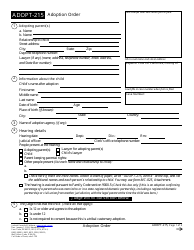 Form ADOPT-215 Adoption Order - California