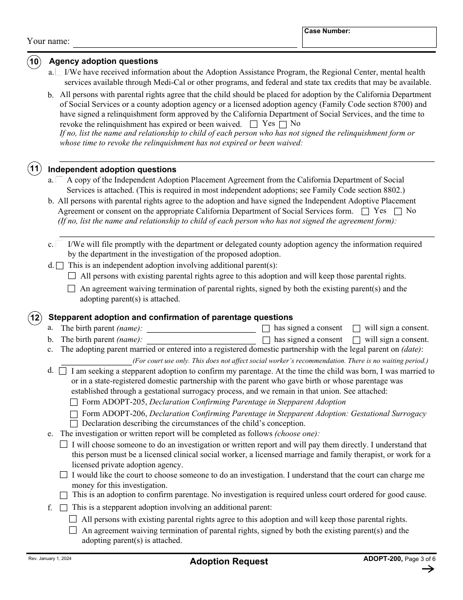 Form ADOPT200 Fill Out, Sign Online and Download Fillable PDF