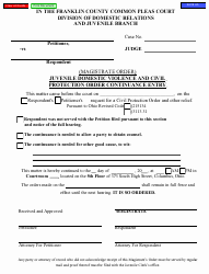 Document preview: Juvenile Domestic Violence and Civil Protection Order Continuance Entry - Franklin County, Ohio