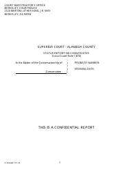 Status Report on Conservatee - County of Alameda, California