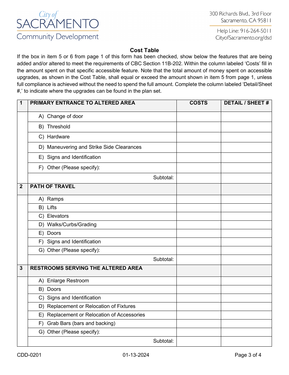 Form CDD0201 Download Fillable PDF or Fill Online Accessibility Upgrade Requirements for
