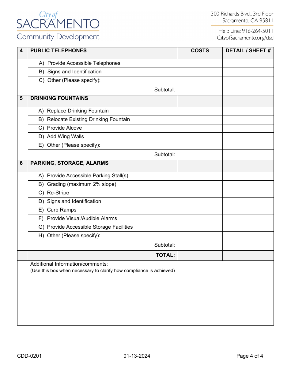Form CDD0201 Download Fillable PDF or Fill Online Accessibility Upgrade Requirements for