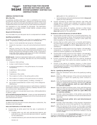 Maryland Form 502AE (COM/RAD-025) Subtraction for Income Derived Within Arts and Entertainment District(S) - Maryland, Page 2