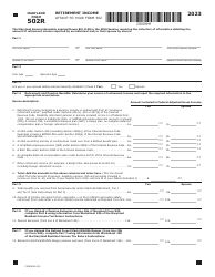 Document preview: Maryland Form 502R (COM/RAD-020) Retirement Income - Maryland, 2023