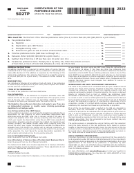 Document preview: Maryland Form 502TP (COM/RAD-016) Computation of Tax Preference Income - Maryland, 2023