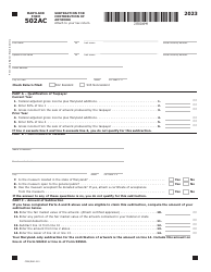 Maryland Form 502AC (COM/RAD-010) Subtraction for Contribution of Artwork - Maryland
