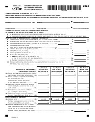 Maryland Form 502UP (COM/RAD017) Underpayment of Estimated Income Tax by Individuals - Maryland