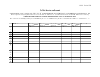 Document preview: Form OLA-104 Child Attendance Record - South Dakota