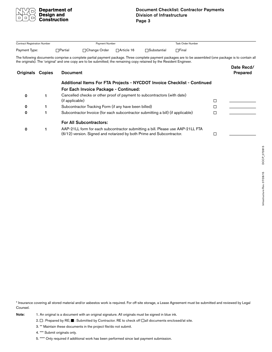 Document Checklist: Contractor Payments - Division of Infrastructure - New York City, Page 3