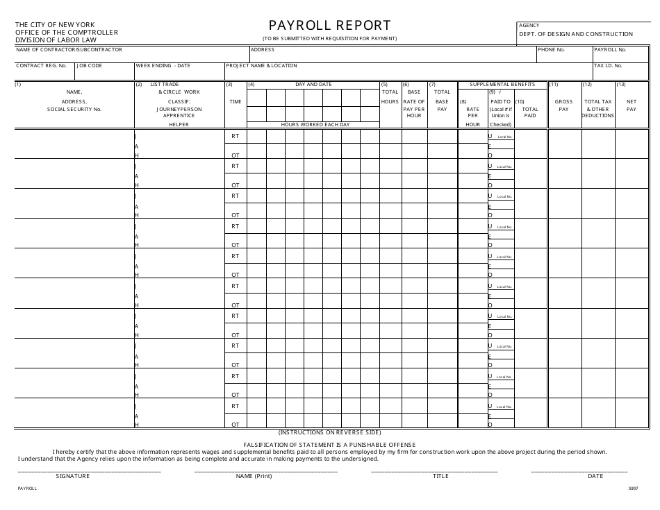 Payroll Report - New York City, Page 1