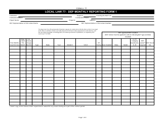 Form LL-77 Local Law 77 Monthly Reporting Form - New York City