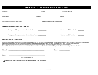 Form LL-77 Local Law 77 Monthly Reporting Form - New York City, Page 2