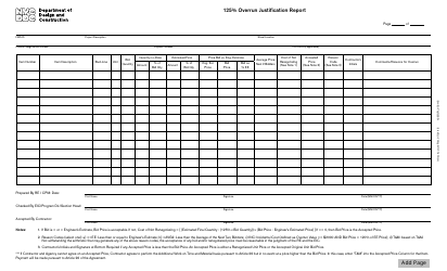 Document preview: 125% Overrun Justification Report - New York City