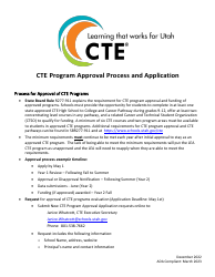 Document preview: Application for Approval of Cte Programs - Utah