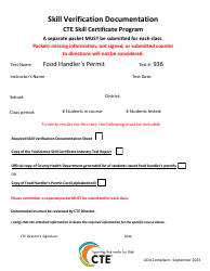 Document preview: Skill Verification Documentation - Cte Skill Certificate Program - Utah