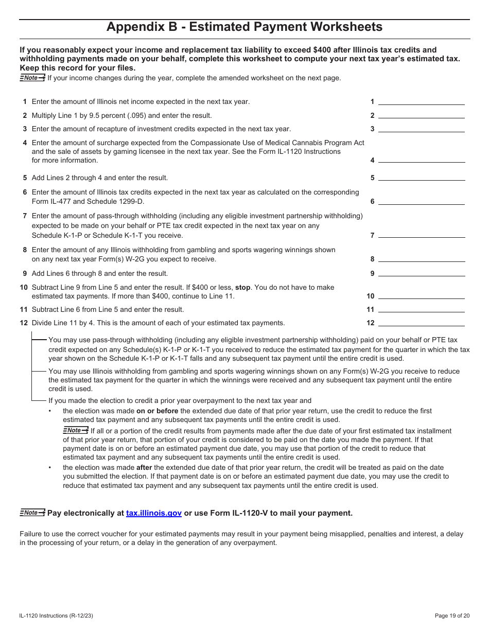 Instructions for Form IL-1120 Corporation Income and Replacement Tax Return - Illinois, Page 19