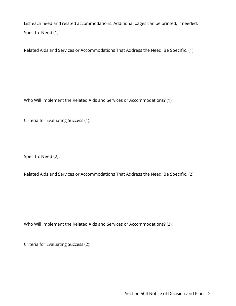 Section 504 Notice of Decision and 504 Plan - Utah, Page 3