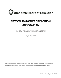 Document preview: Section 504 Notice of Decision and 504 Plan - Utah