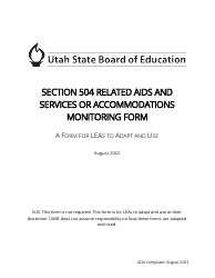 Section 504 Related AIDS and Services or Accommodations Monitoring Form - Utah