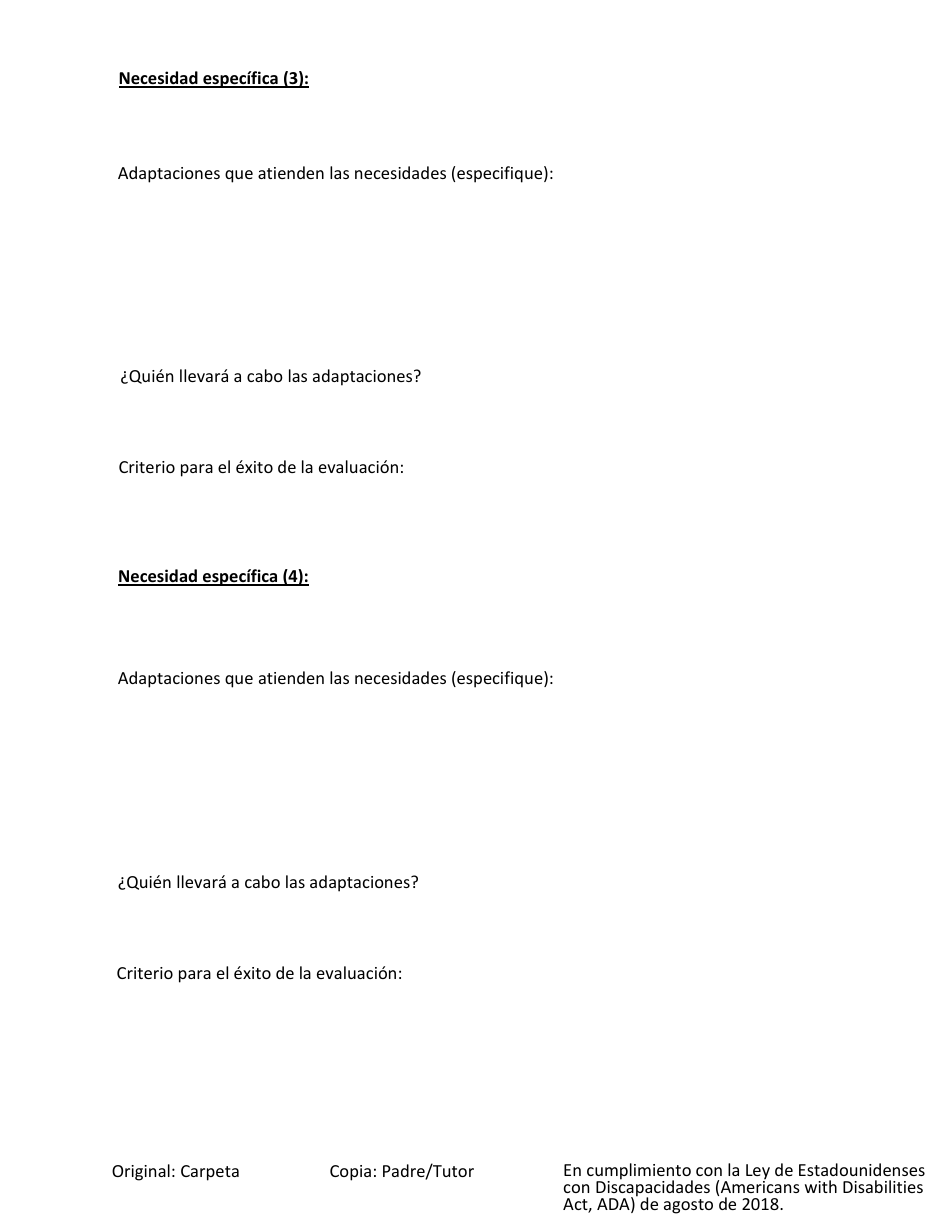 Seccion 504 Aviso Del Plan De Decision Y Adaptaciones - Utah (Spanish), Page 3