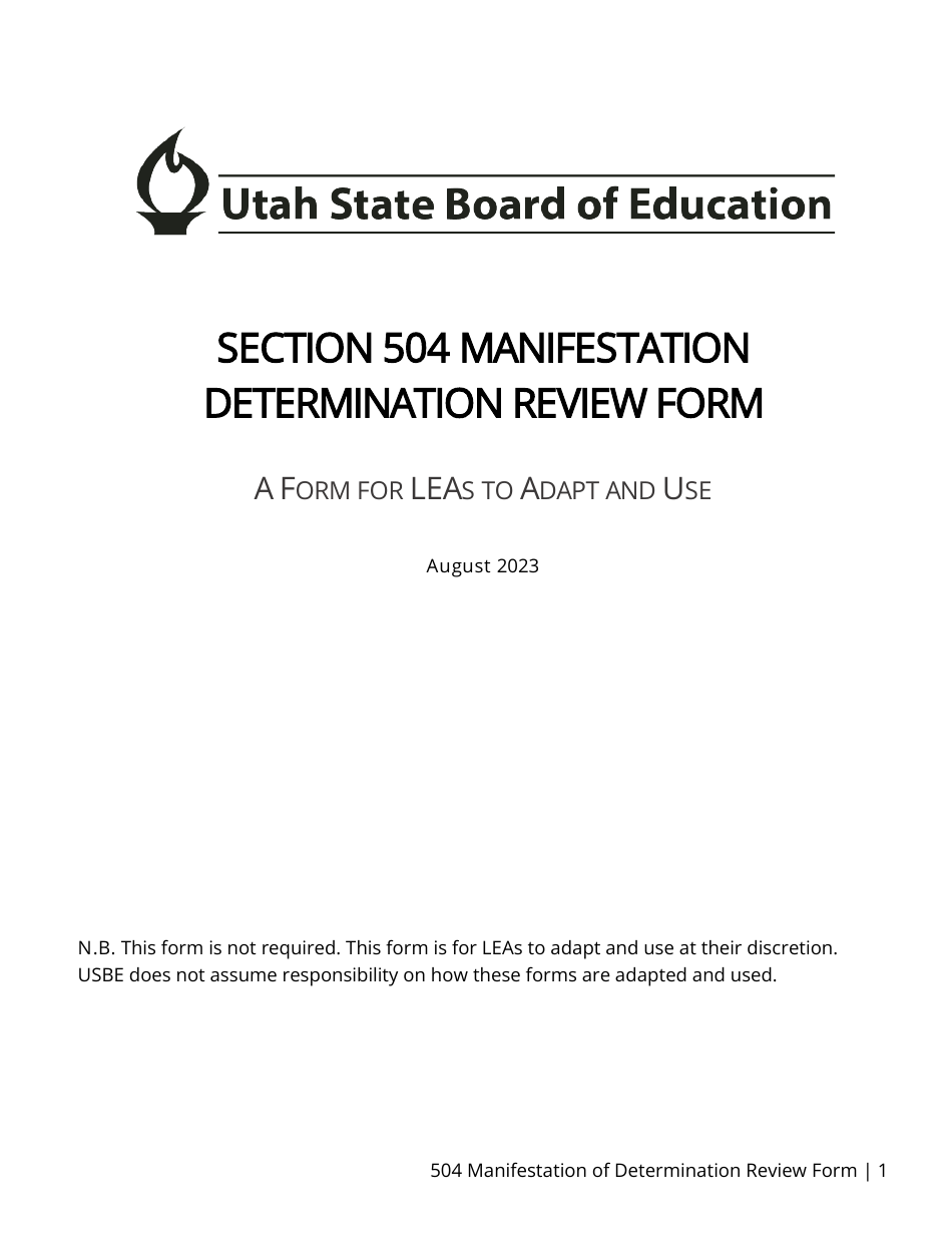 Section 504 Manifestation Determination Review - Utah, Page 1