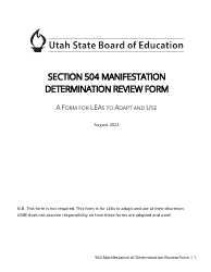 Document preview: Section 504 Manifestation Determination Review - Utah