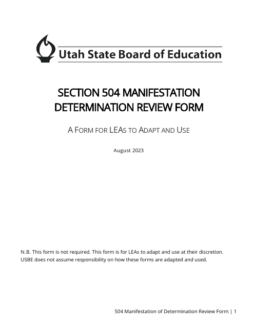 Section 504 Manifestation Determination Review - Utah Download Pdf