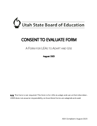 Consent to Evaluate Form - Utah