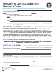 Document preview: Formulario De Decision Y Apelacion De Exencion De Cuotas - Utah (Spanish)