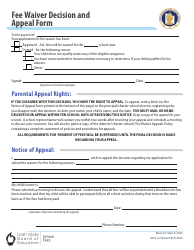Document preview: Fee Waiver Decision and Appeal Form - Utah