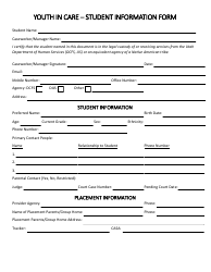Youth in Care - Student Information Form - Utah