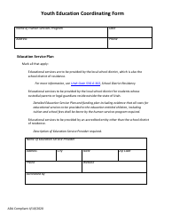 Youth Education Coordinating Form - Utah